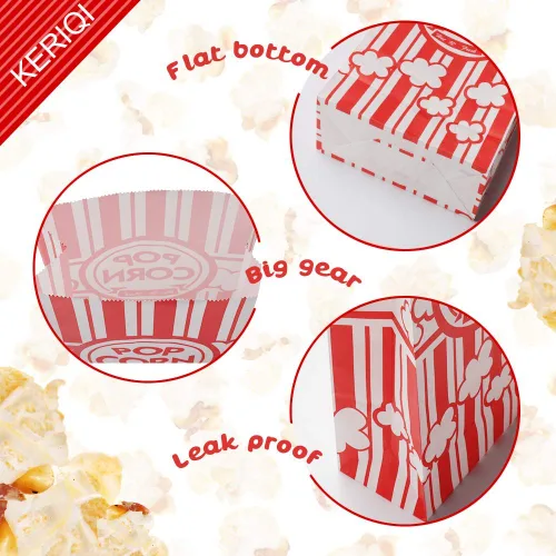 Miniatura 4 de Bolsas de palomitas de maíz, bolsas de papel para palomitas de maíz con parte inferior plana de 2 onzas para la familia, noche de cine, béisbol