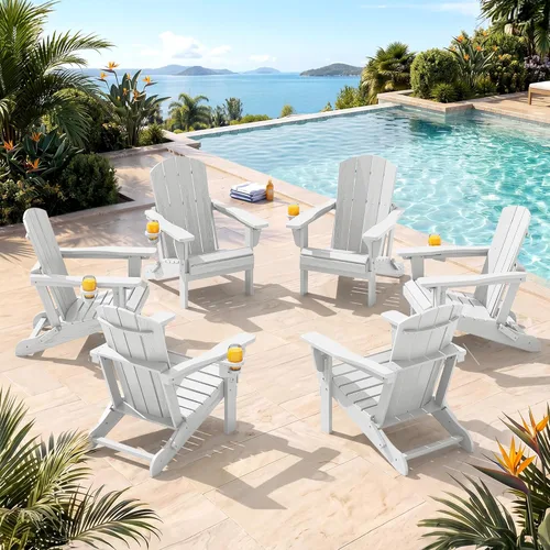 Miniatura 10 de SERWALL Silla Adirondack plegable ajustable, silla Adirondack reclinable con portavasos, Aruba