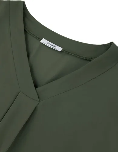 Miniatura 5 de Youtalia Blusas para mujer, elegantes, informales, de negocios, manga 3/4, de gasa, cuello en V, camisas de trabajo y oficina