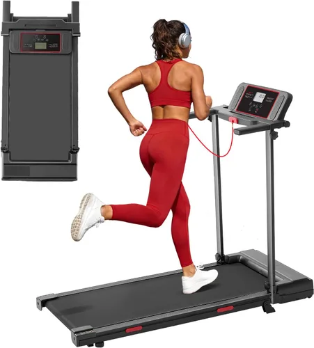 MCRG Almohadilla para caminar con barra de asa, 3.5 HP eléctrica para correr caminadora con asas, 0.6-10.0 MPH caminadora pequeña portátil con barra