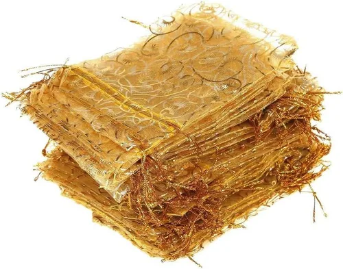 Miniatura 6 de Yansanido Bolsas de regalo de boda, 100 bolsas de organza dorada de tamaño pequeño de 2.8 x 3.6 pulgadas para bolsas de recuerdos de fiesta, bolsas