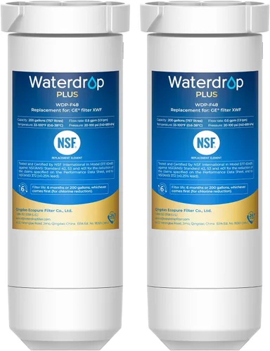 Waterdrop Plus XWF - Recambio para filtro GE® XWF, WR17X30702, Certificado NSF/ANSI 401&53&42&372, Reduciendo PFAS, 2 Filtros
