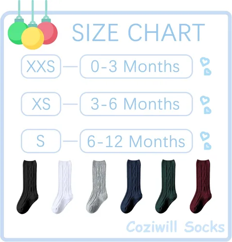Miniatura 7 de Calcetines altos hasta la rodilla para bebés, calcetines para recién nacidos, calcetines de tubo para niños, calcetines de punto trenzado hasta