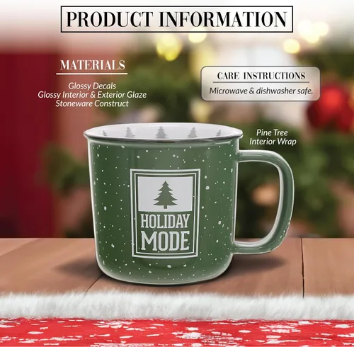 Miniatura 2 de Pavilion Gift Company - Modo festivo: taza de cerámica de 18 onzas, verde con acabado moteado, taza de café duradera de pared gruesa