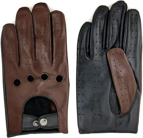 ZLUXURQ Guantes de conducción profesionales de piel sin forro para hombre, piel de cordero italiana suave y fina