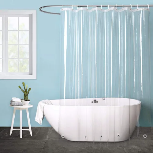 Miniatura 10 de Cortina de baño EurCross con 3 imanes, forro transparente de PEVA 9G, cortina de medio baño 36x72 para ducha