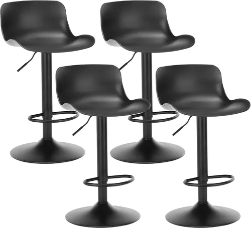 Miniatura 8 de LSSBOUGHT Taburetes de bar, taburetes de bar giratorios de altura de mostrador con respaldo de carcasa de plástico, sillas de bar ajustables, Negro