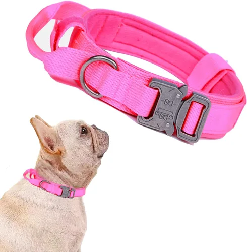 Miniatura 14 de Collar táctico para perro, ajustable, militar, de nailon, con asa de control y hebilla de metal resistente para perros medianos y grandes (negro, S)