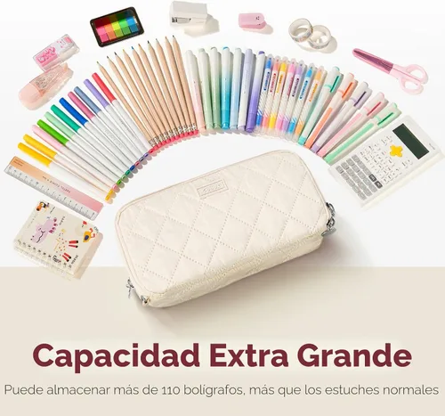 Miniatura 3 de Sooez Estuche grande para lápices, bolsa para lápices extra grande con 8 compartimentos, bolsa para bolígrafos de apertura amplia, organizador