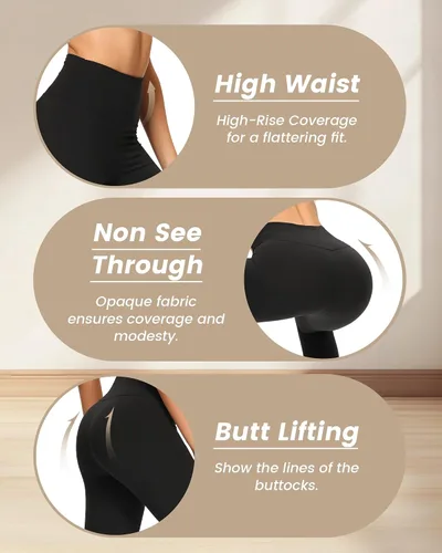Miniatura 26 de NexiEpoch - Paquete de 4 leggings suaves para mujer, con bolsillos, control de abdomen y cintura alta, pantalones capri para yoga y ejercicio