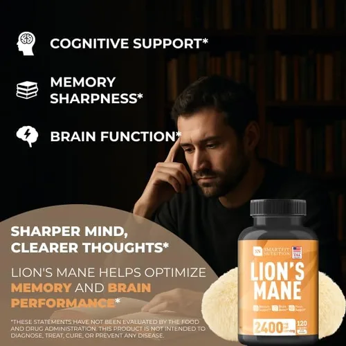 Miniatura 3 de Cápsulas de suplemento de melena de leones, suplemento de hongos, factor de enfoque, apoyo inmunológico, suplementos cerebrales para la memoria