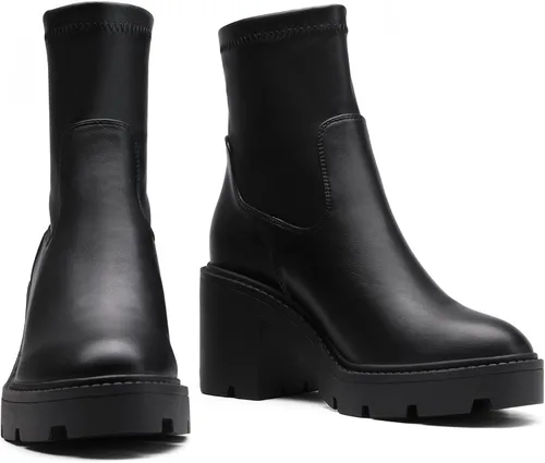 Miniatura 3 de DREAM PAIRS Chelsea - Botas de plataforma para mujer con tacón grueso, suela de lengüeta, botines