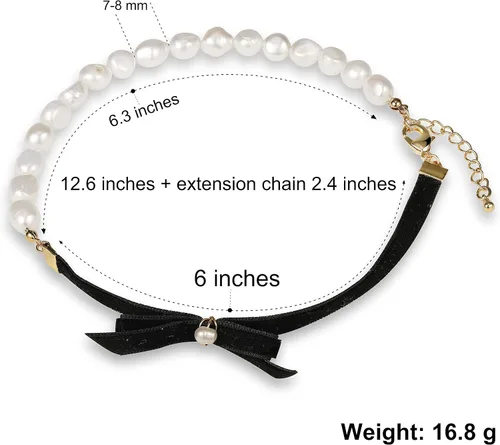 Miniatura 4 de Cowlyn Collar de lazo medio barroco cultivado perla gargantilla enlace cadena corto collar declaración joyería para mujeres niñas
