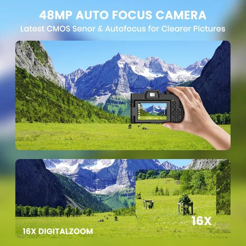 Miniatura 4 de Cámara digital 4K para fotografía y video enfoque automático de 48 MP con WiFi Cámara de vlogging de enfoque automático para YouTube con pantalla