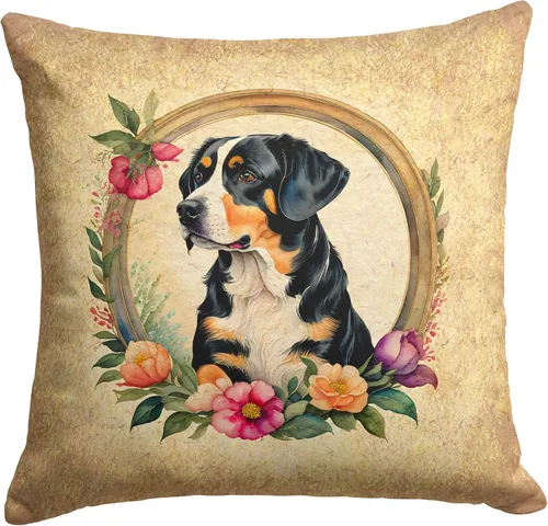 Miniatura 84 de Caroline's Treasures DAC2072PW1414 Affenpinscher and Flowers - Almohada decorativa de tela, lavable a máquina, para interiores y exteriores