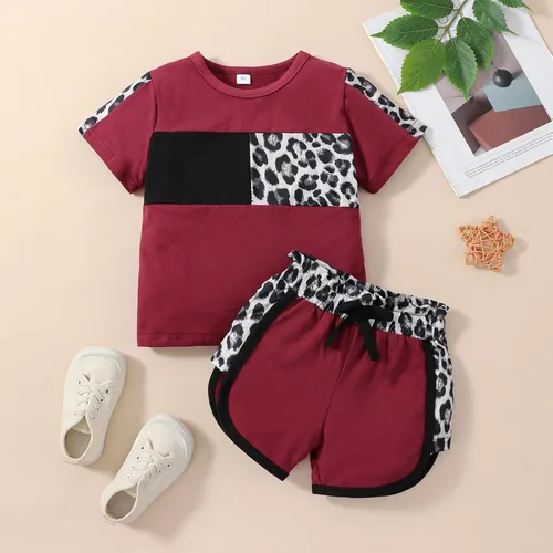 Miniatura 25 de Ropa de verano para niña, camiseta de manga corta para bebé, pantalones cortos, estampado de leopardo, camuflaje, de 18 meses a 6 años