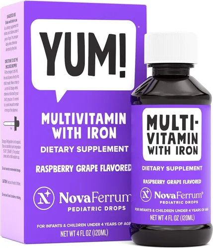 NovaFerrum Yum | Multivitamínico con hierro para bebés, niños pequeños y niños | Apoyo inmunológico | Edades 4 años y menores | Certificado sin