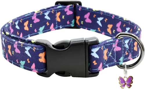 Miniatura 9 de Lindo collar de algodón para perro, patrones de flores, collares suaves y ajustables para cachorros, para hembras, perros pequeños, medianos