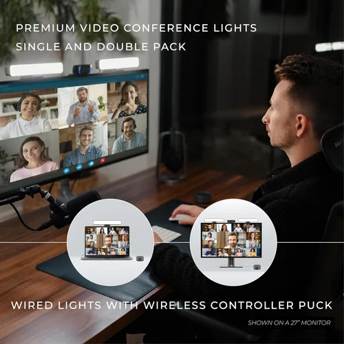 Miniatura 2 de HumanCentric Iluminación de videoconferencia premium para videollamadas, HighBeam Pro Light para reuniones de zoom y transmisión, luz de anillo