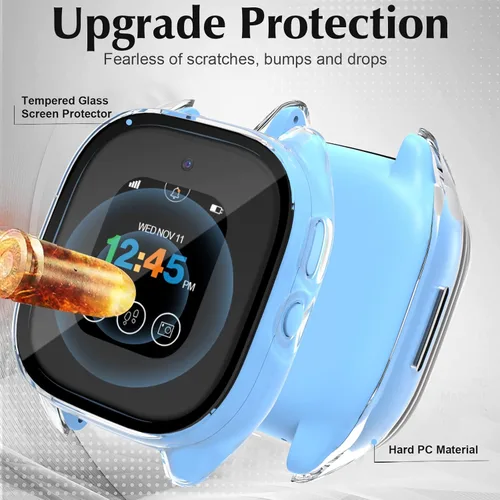 Miniatura 3 de Paquete de 2 fundas protectoras para Verizon Gizmo Watch 3, protector de pantalla de policarbonato duro, protector de pantalla de vidrio templado