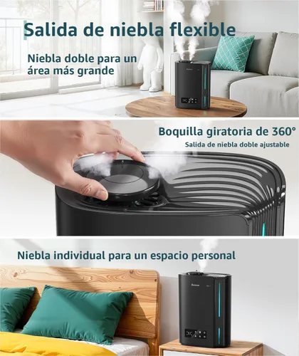 Miniatura 6 de BREEZOME - Humidificador de 6L, para dormitorio, habitación grande y difusor de aceite esencial, humidificador ultrasónico de llenado superior