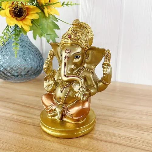 Miniatura 2 de BangBangDa Estatua de Lord Ganesha hindú – Elefante indio Dios Murti Decoración Pintura a mano Figuras ídolo Boda Regreso Regalos para el Hogar
