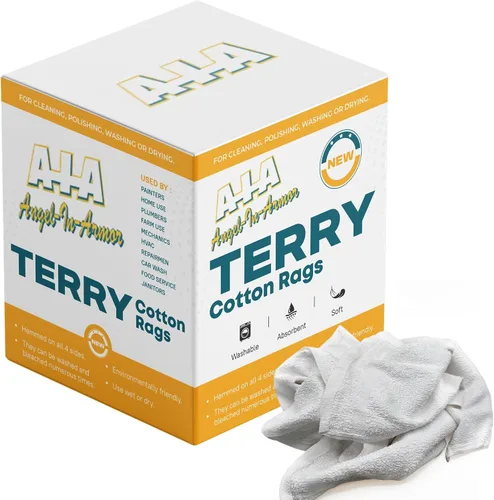 Terry - Trapos de limpieza a granel, 100% algodón, de secado rápido, absorbentes, reutilizables, paños multiusos para cocina, automóvil, baño,