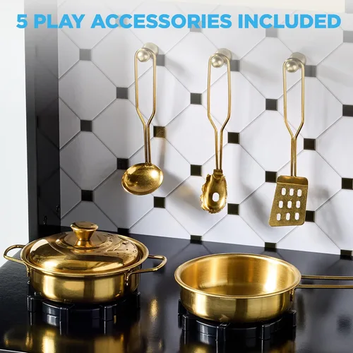 Miniatura 6 de Best Choice Products Juego de cocina para niños pequeños, casa de campo de madera para niños con 5 accesorios, almacenamiento de juguetes, borde