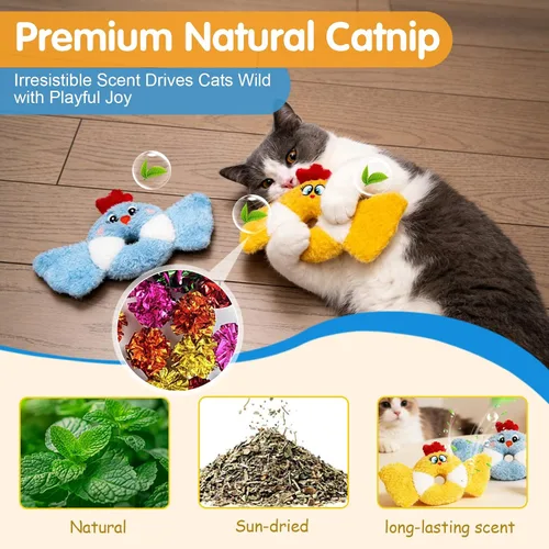 Miniatura 2 de ETEKYER Juguetes para gatos de interior con hierba gatera y sonido arrugado, juguetes interactivos para gatitos de interior, juguete relajante