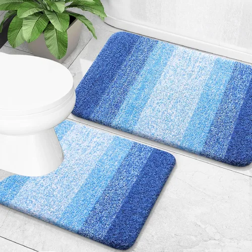 Miniatura 28 de OLANLY Juego de 2 alfombras de baño de microfibra suave y absorbente, antideslizantes, se pueden lavar y secar a máquina, alfombras de baño peludas