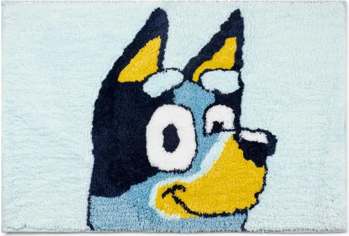 Jay Franco Bluey - Alfombra de baño para niños, suave, antideslizante, lavable a máquina, color azul, 20 x 30 pulgadas