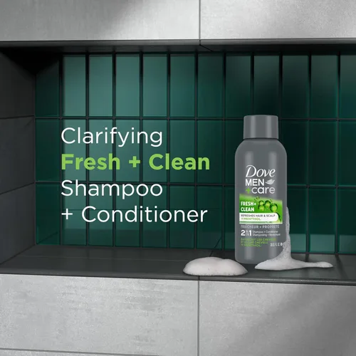 Miniatura 6 de DOVE MEN + CARE Champú y Acondicionador Fortificante 2 en 1 para Cabello Normal a Graso Fresco y Limpio con Cafeína Ayuda a Fortalecer el Cabello