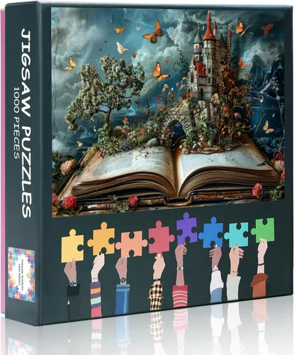 Rompecabezas para adultos, mundo de fantasía, dentro del libro, rompecabezas de flores, conocimiento, mariposa, rompecabezas de castillo para