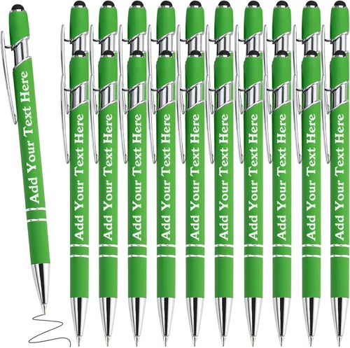 Miniatura 97 de Bolígrafos personalizados a granel grabados personalizados con punta de lápiz capacitivo, bolígrafos personalizados de tinta negra, regalos