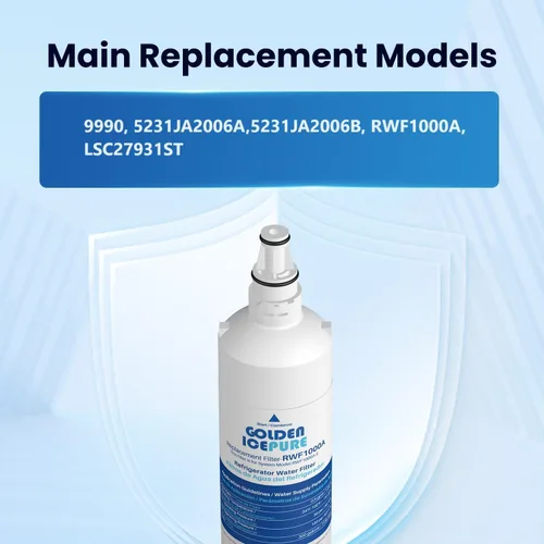 Miniatura 3 de GOLDEN ICEPURE Repuesto para LG LT600P, 4PACK, 469990, RFC1000A, WF300, FML-2 filtro de agua para refrigerador 5231JA2006B, LFX25961SB, LSC27931ST