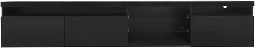 Miniatura 4 de Soporte de TV de estilo moderno con 2 estantes de vidrio, amplio espacio de almacenamiento para televisores de hasta 100 pulgadas, gabinete de TV