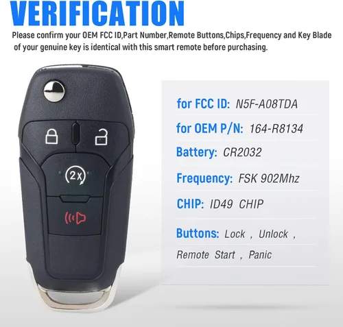 Miniatura 3 de Keymall Control remoto de entrada sin llave para Ford F150/F250/F350/F450/F550 2017-2020 para Ford Ranger 2019 2020