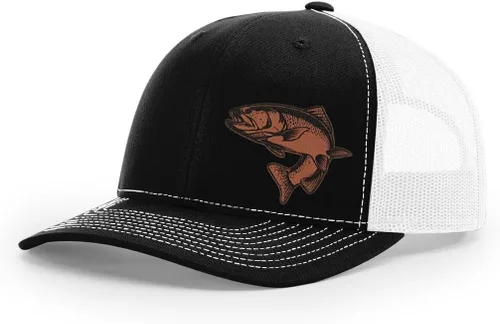 Miniatura 18 de Sombrero de pesca de trucha con parche de cuero grabado láser Richardson 112 Snapback Trucker Cap