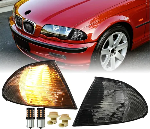 Miniatura 12 de DEPO 99-01 E46 4D - Juego de lámparas de señal de giro de esquina de color humo europeo (izquierda + derecha) compatible con BMW E46 1999-2001 Serie