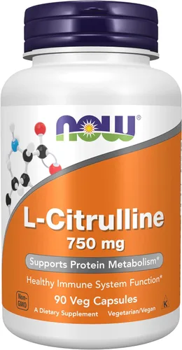 NOW Foods Suplementos, L-citrulina 750 mg, apoya el metabolismo de proteínas*, aminoácidos, 90 cápsulas vegetales