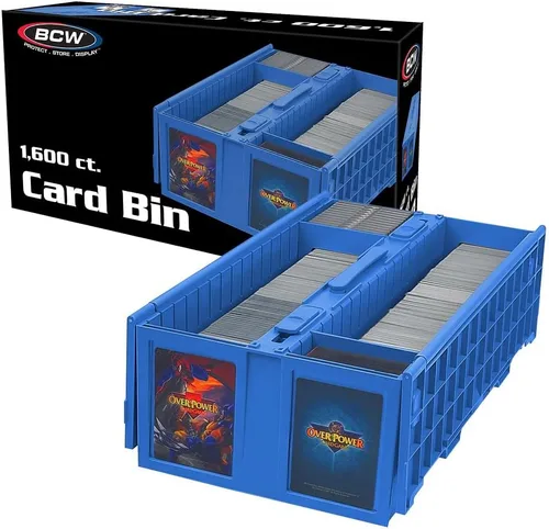 BCW Contenedor de tarjetas coleccionables (individual, azul) | Capacidad para hasta 1600 tarjetas | Caja de almacenamiento de plástico para Pokémon,