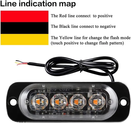 Miniatura 4 de 4 luces estroboscópicas de emergencia ultrafinas de 4 LED, montaje en superficie universal, 12-24 V, advertencia de emergencia, baliza
