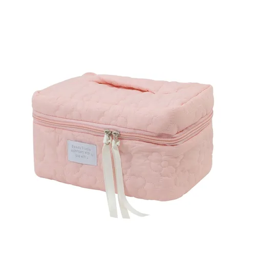 Bolsa de maquillaje floral kawaii, bolsa para cosméticos y cosméticos, bolsa de viaje estética, organizador de bolsa de aseo acolchada Fairycore