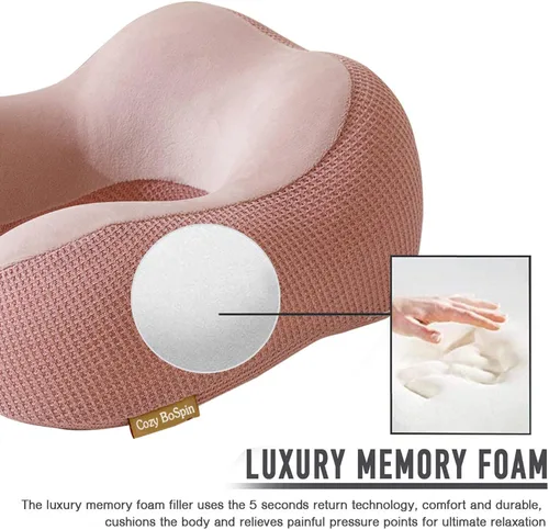 Miniatura 3 de Almohada de viaje – Almohada de cuello para viajes, almohada de apoyo portátil de espuma viscoelástica, cómoda y ligera, paquete rápido
