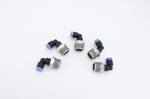 Miniatura 18 de Empuje para conectar conexión de tubo de 1/4" OD x 1/8" rosca NPT macho, codo neumático macho de aire línea de agua de aire de 90 grados codo