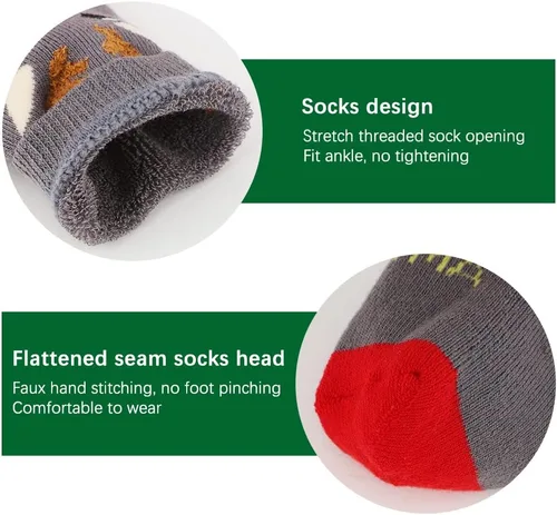 Miniatura 2 de UOIXPUHUO 5 pares de calcetines de Navidad calcetines de algodón cálidos de invierno para niños pequeños Rojo