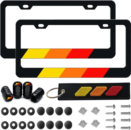 Miniatura 13 de Marco de matrícula de aluminio tricolor de 3 colores compatible con vehículo Toyota, camión, remolque, SUV. (Blanco Azul-01)