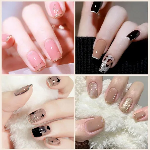 Miniatura 4 de Esmalte de uñas de gel con purpurina de metal plateado, 4 colores pintados de metal platino, esmalte de gel de dibujo dorado, plateado y negro