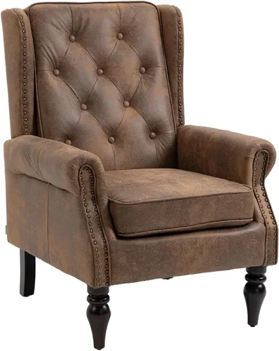 Miniatura 9 de Mid-Century - Silla de ala alta, moderna silla decorativa de tela con mesa auxiliar de madera maciza, sofá individual de ocio para sala de estar
