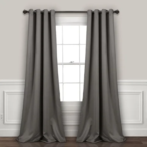 Lush Decor Paneles de cortina opacas con aislamiento con ojales, par, 52 pulgadas de ancho x 95 pulgadas de largo, color gris oscuro, diseño clásico